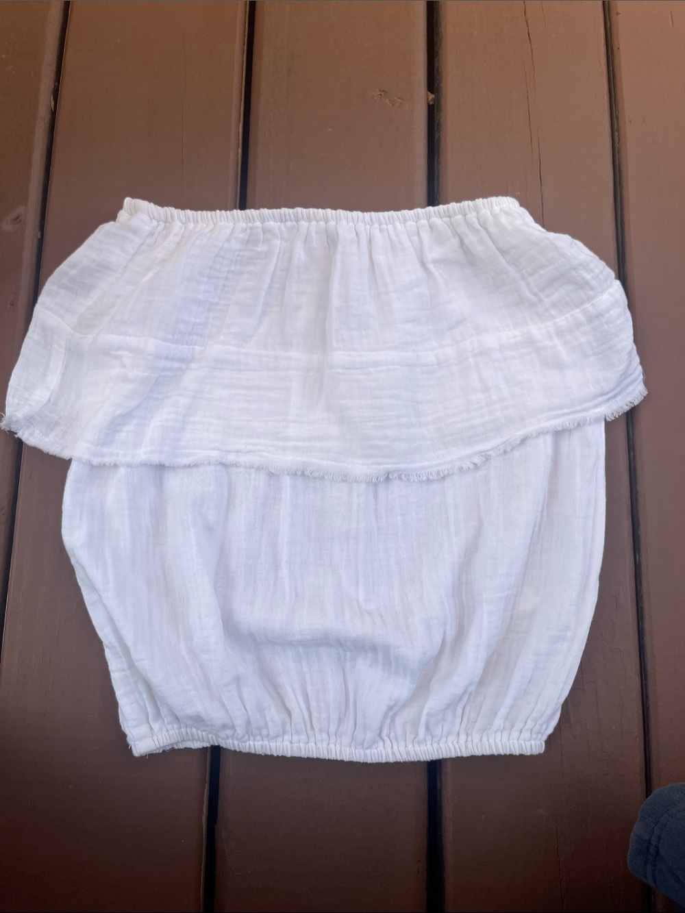 Jen's Pirate Booty White tube top Ruffle Crop Top
